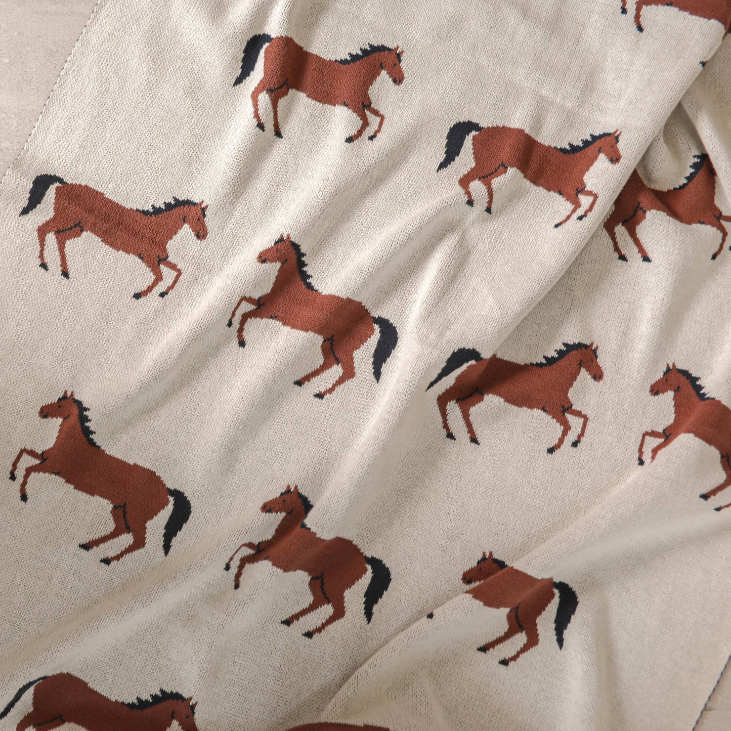 Organic Cotton Jacquard Sweater Knit Baby Blanket - Horse