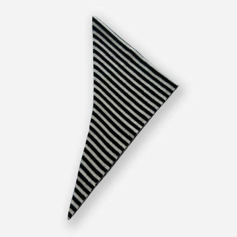Striped Wool Triangle Scarf - Black and White