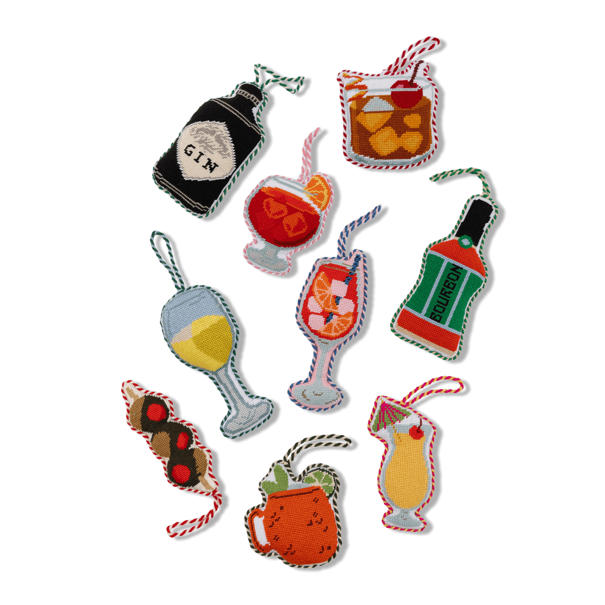 Needlepoint Icon Ornament - Orange Spritz