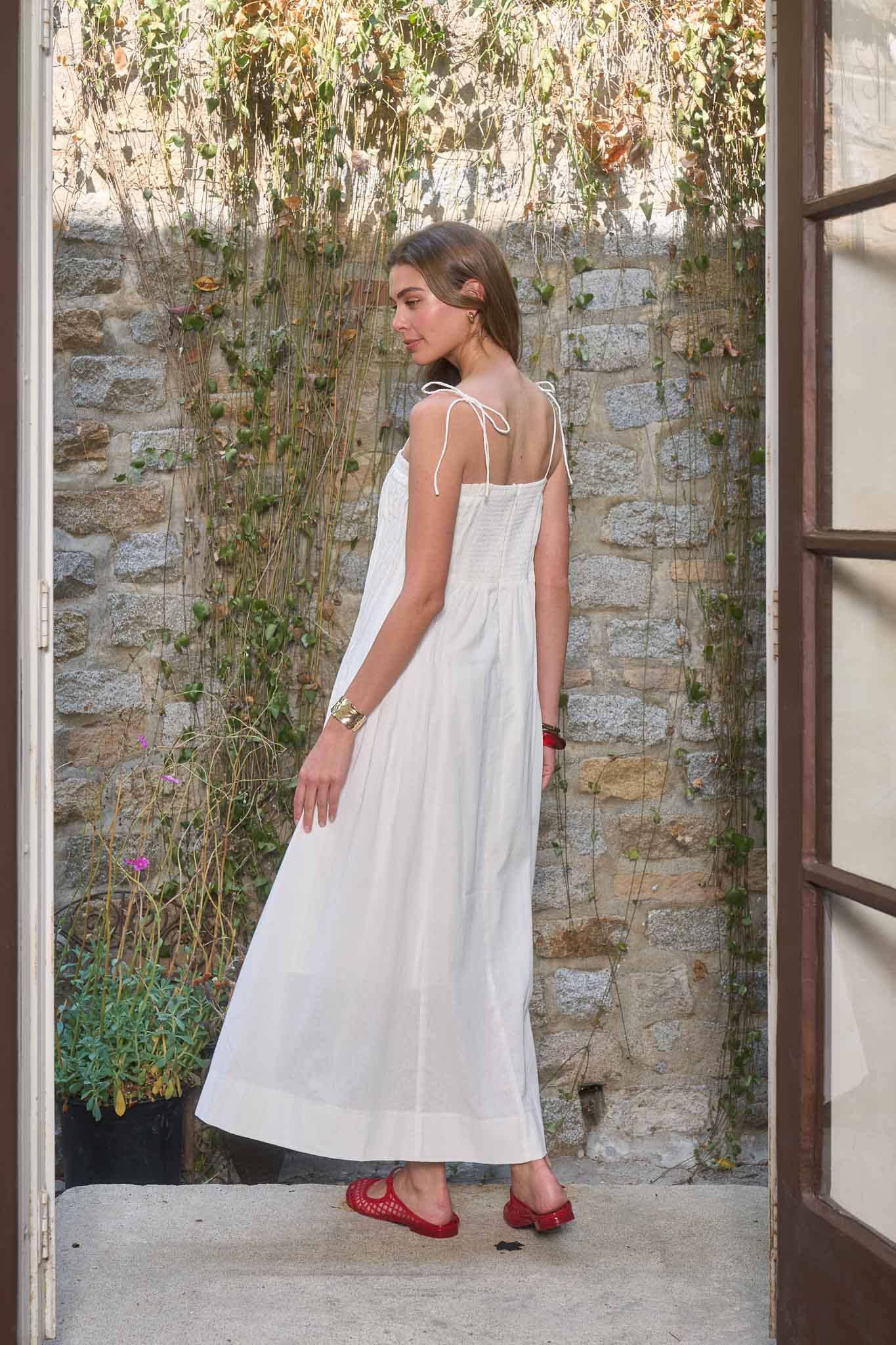 The Lainey Pleated White Midi