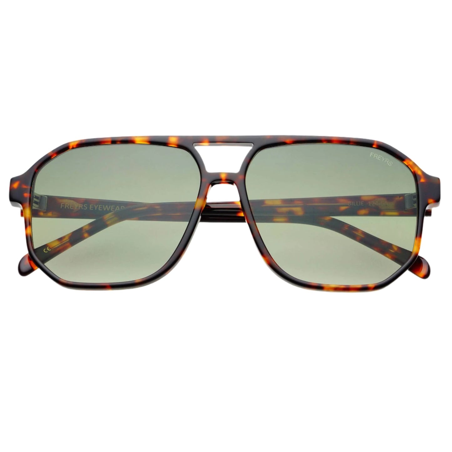 Billie Aviator Sunglasses: Tortoise / Green