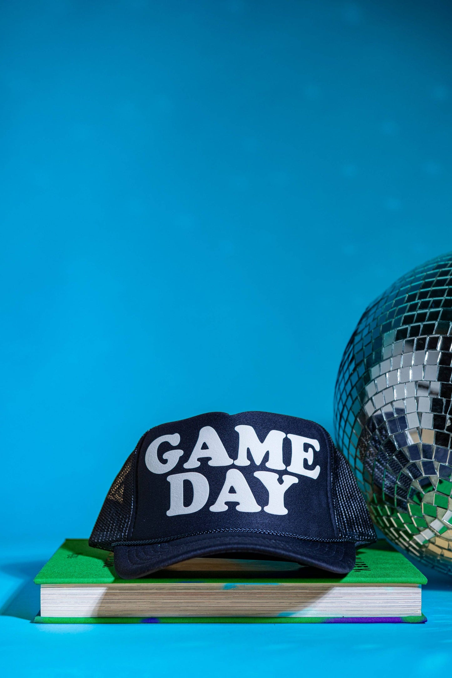 Game Day Trucker: Navy Hat / White Print