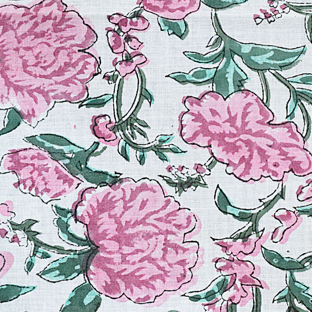 Garden Tea Party - Hand Block Printed Cotton Bandana