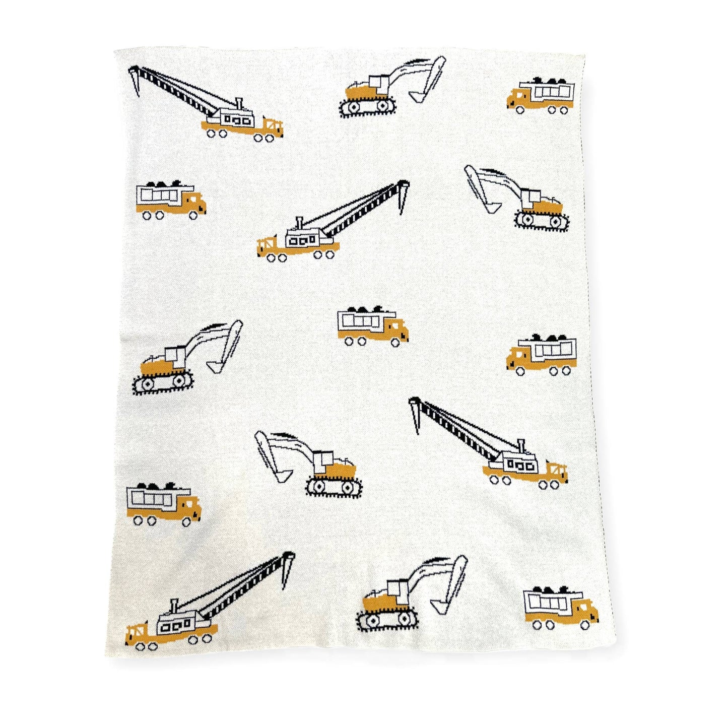 Organic Cotton Jacquard Sweater Knit Baby Blankets: Trucks