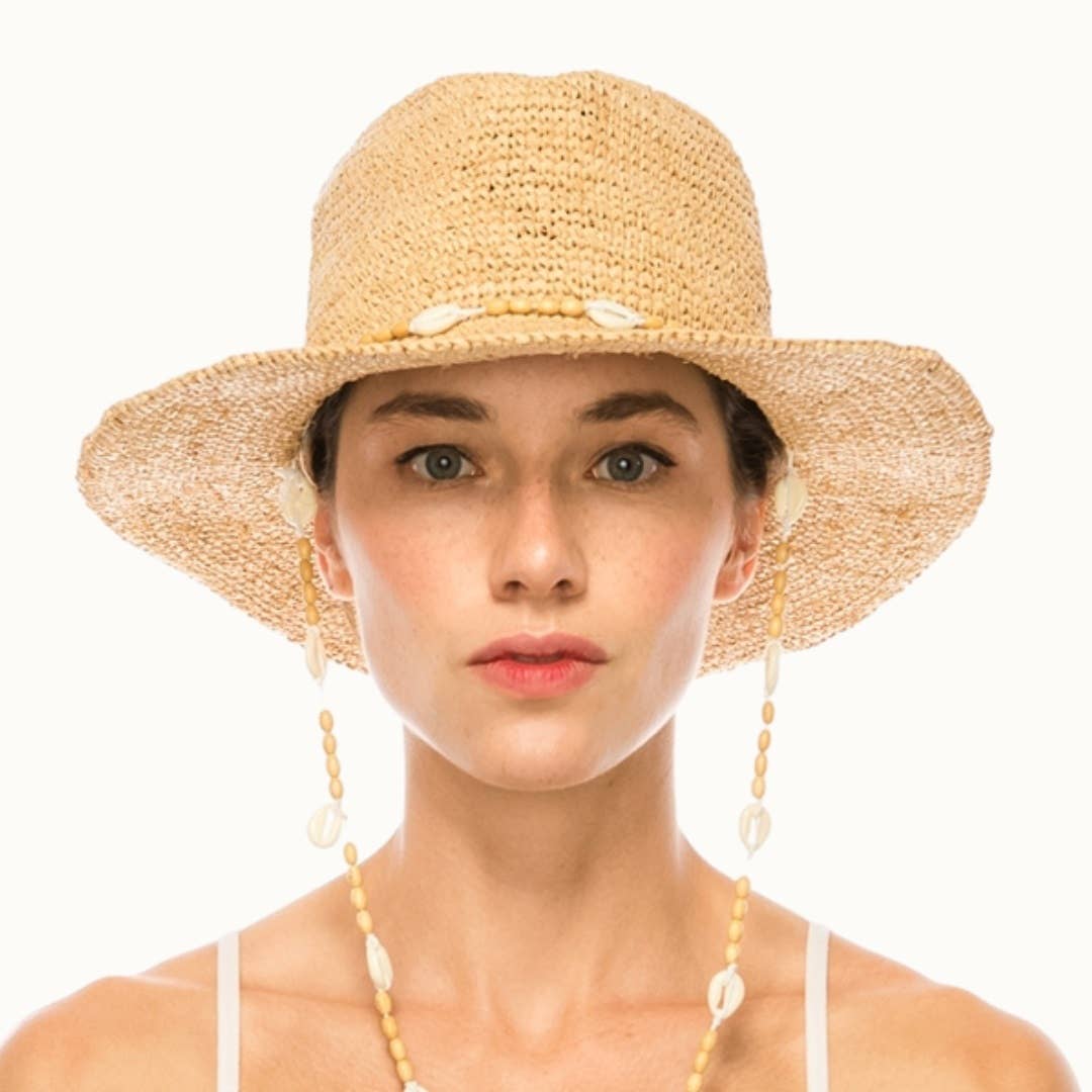 Raffia Straw Shell Crochet Sun Hat