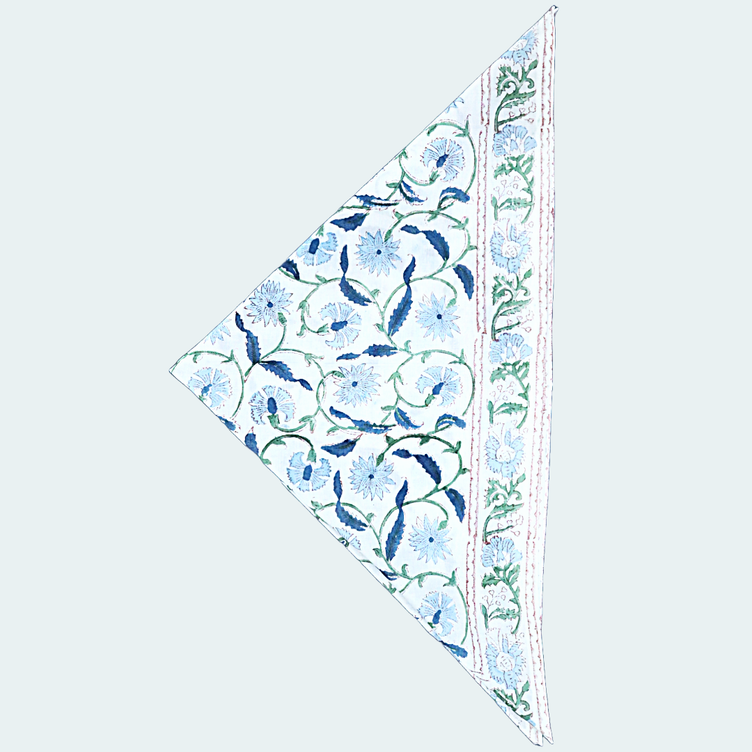 Blue Bell - Hand Block Print Cotton Bandana