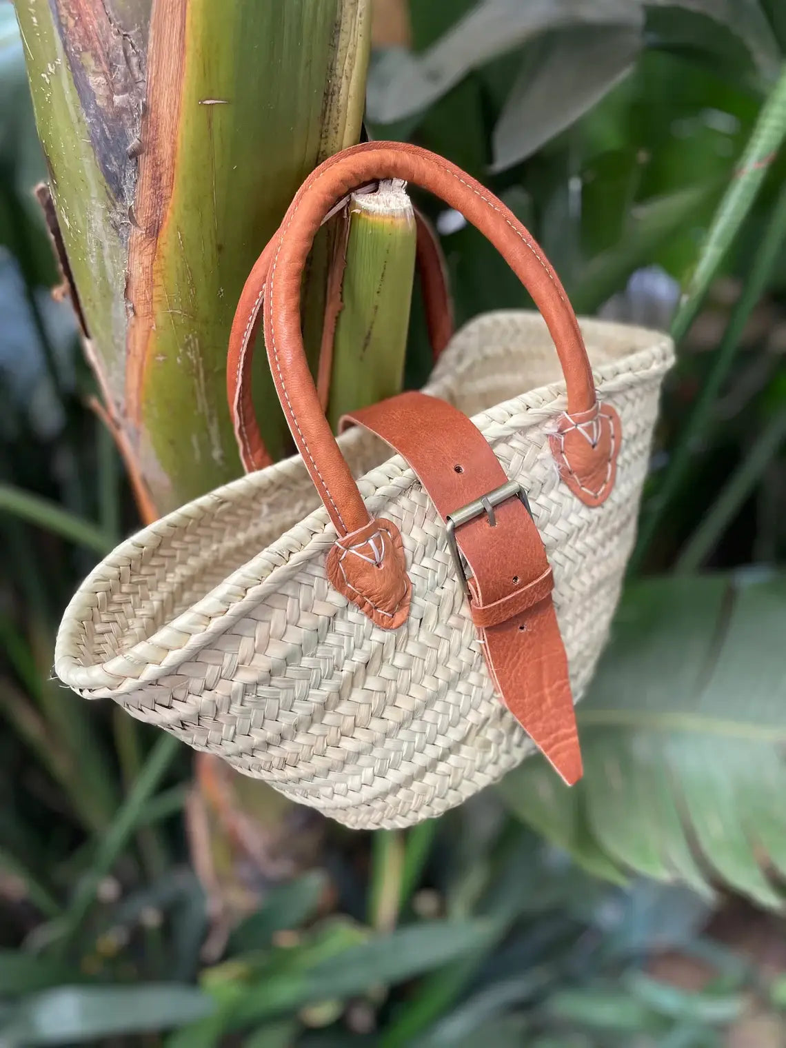 Moroccan Mini Straw Bags Leather