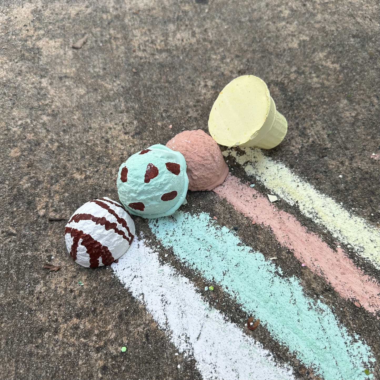 BLUE + MINT ICE CREAM CONE | SPLIT | HANDMADE SIDEWALK CHALK