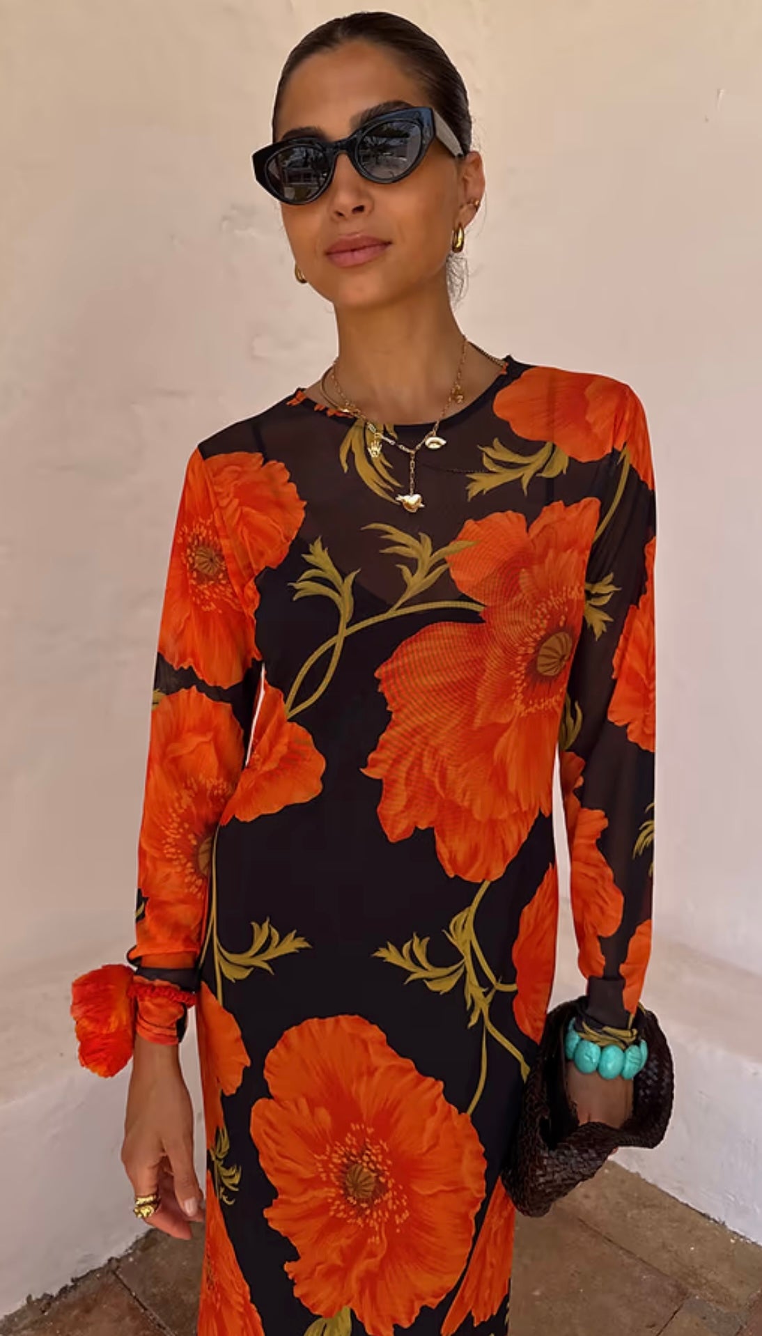 NFD Black Poppy Aria Mesh Dress