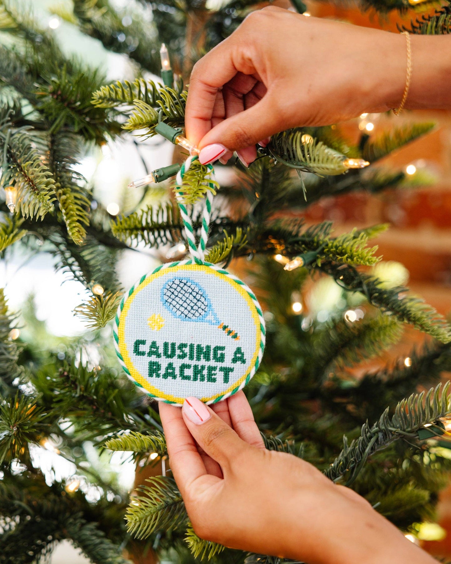 Needlepoint Ornament - Causing A Racket