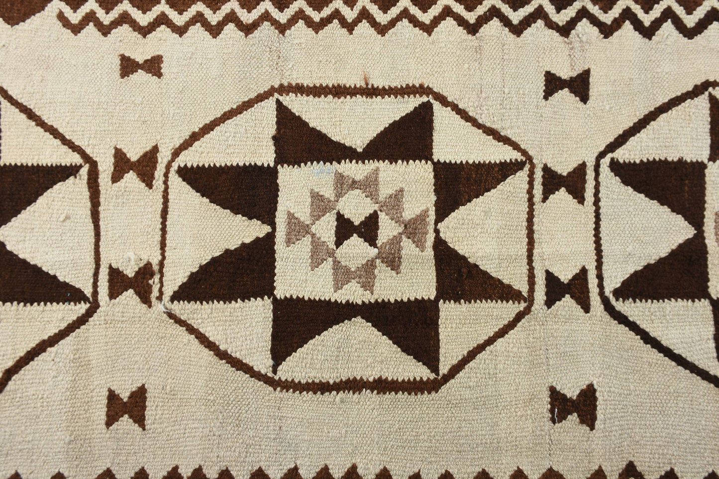 Beige & Brown Geometric Rug, 2.9x11.5 Ft Woven Traditional Rug