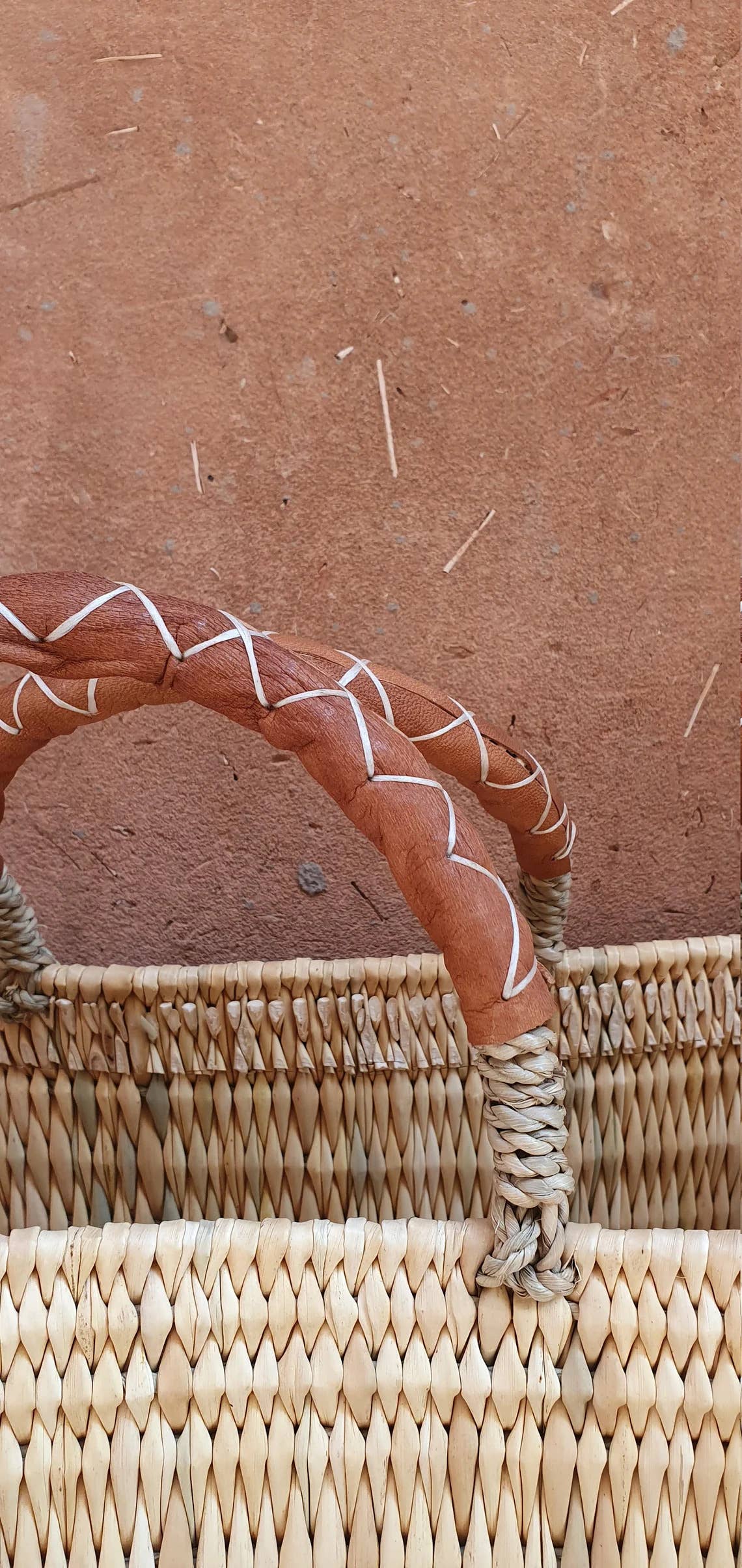 Reed Storage baskets Set - leather handles