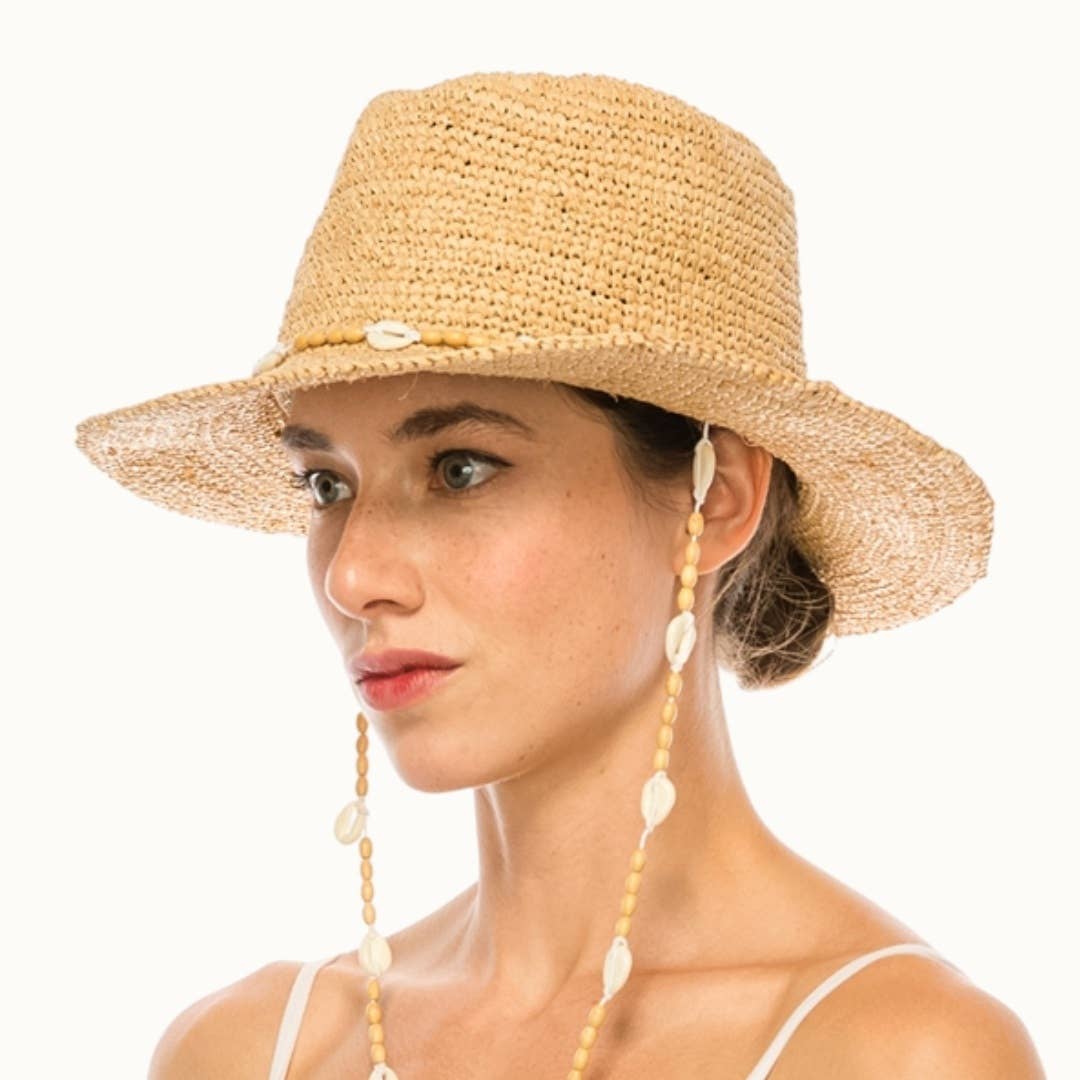 Raffia Straw Shell Crochet Sun Hat