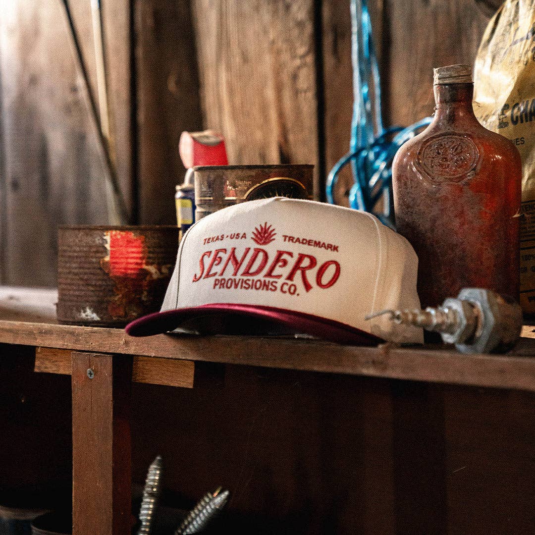 Logo Hat - Structured: Cream/Maroon