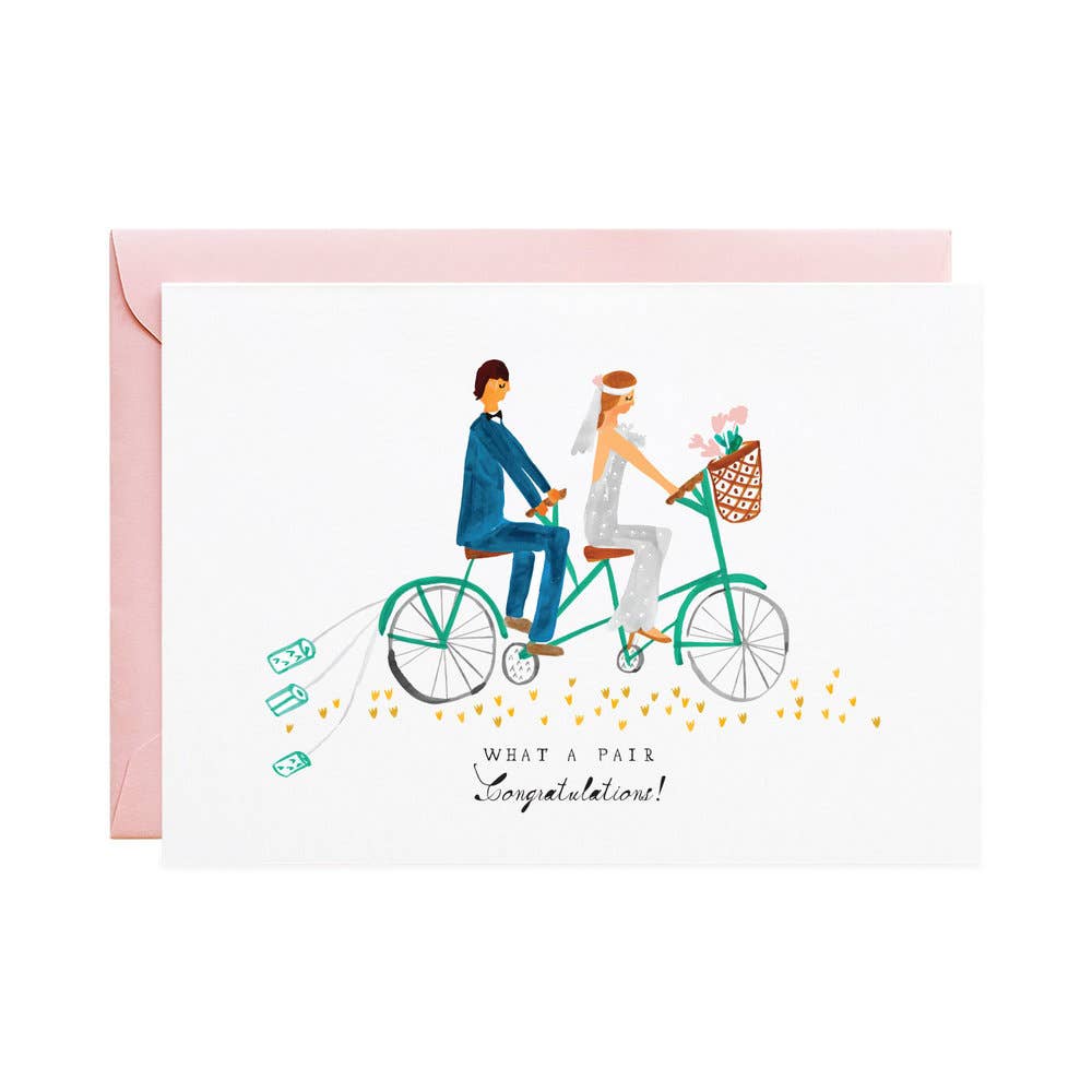 Tin Cans on the Tandem - Wedding Greeting Card