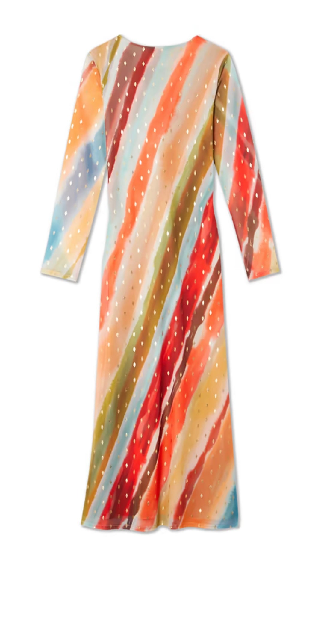 NFD Sunset Stripe Mesh Midi Dress