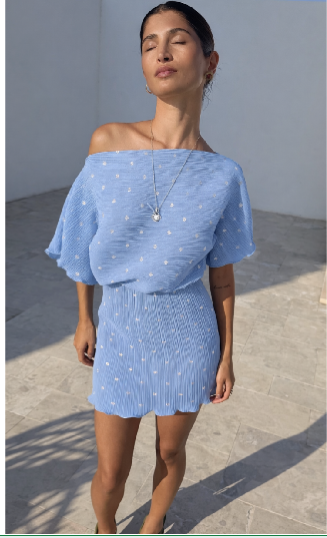 NFD - Ice Blue Mini Tilly Dress