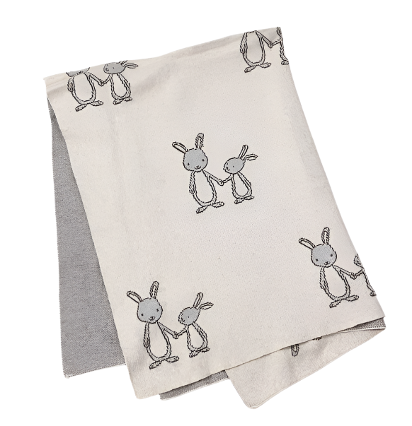 Organic Cotton Jacquard Sweater Knit Baby Blanket - Bunny Mommy & Me