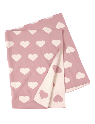 Organic Cotton Jacquard Sweater Knit Baby Blanket - Hearts