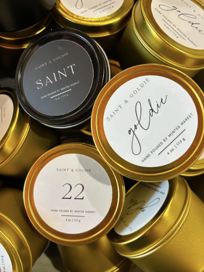 Saint + Goldie Artisan Hand Poured Soy Candle: Saint Tin Candle
