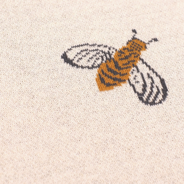 Organic Cotton Jacquard Sweater Knit Baby Blanket - Bee