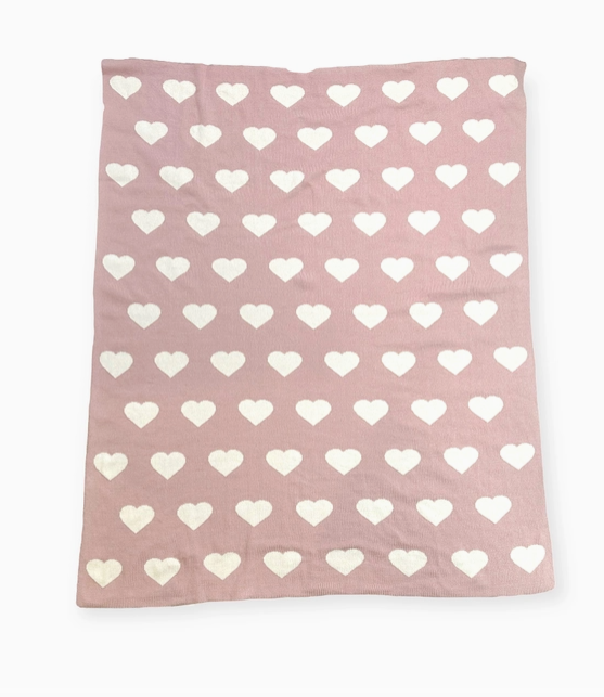 Organic Cotton Jacquard Sweater Knit Baby Blanket - Hearts