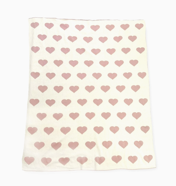 Organic Cotton Jacquard Sweater Knit Baby Blanket - Hearts