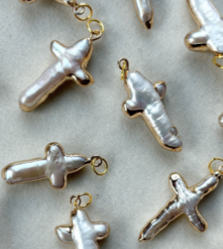 Mother of Pearl Cross Charm