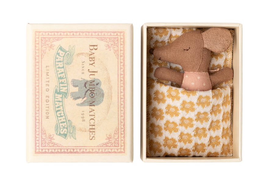 Sleepy wakey baby mouse in matchbox - Rose