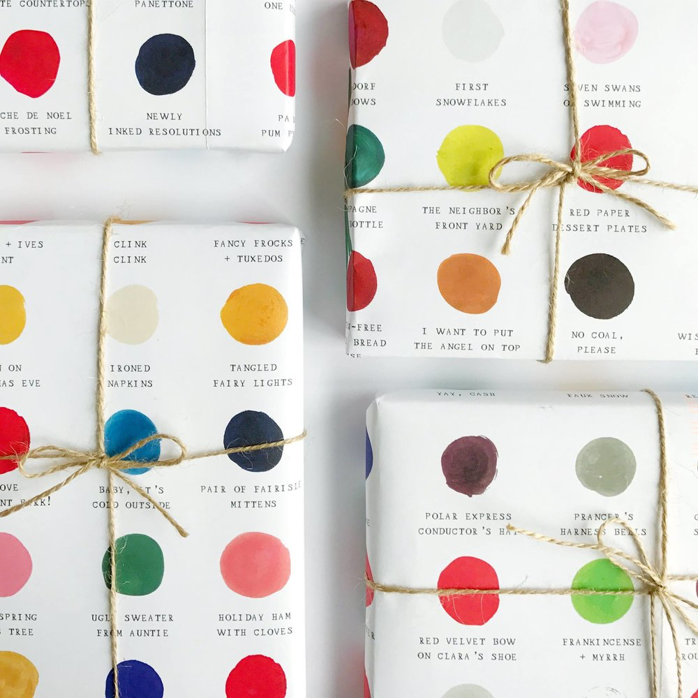Holiday Color Palette Gift Wrap - Roll of 3 Sheets