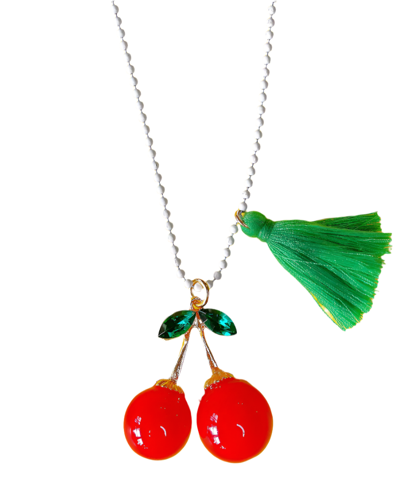 "Rhinestone Cherries" Necklace