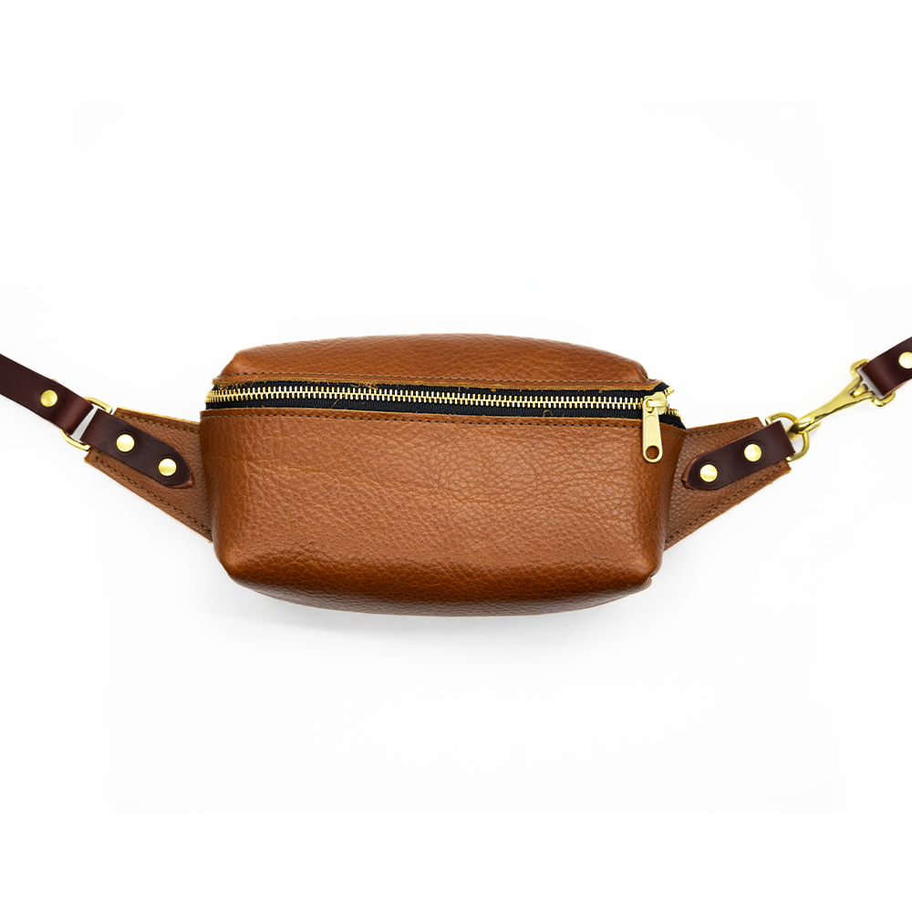 Zip It Sling Bag: British Tan / Oxblood