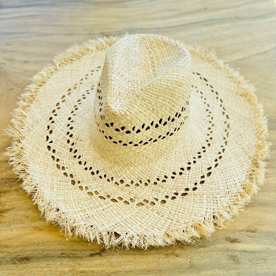 Raffia Summer Hand Woven Straw Hat: NATURAL