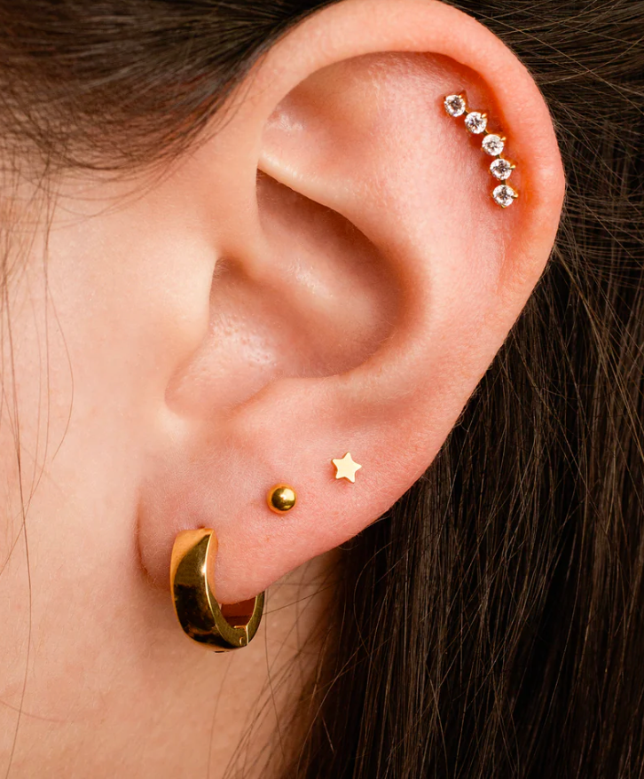 5 CZ Ear Climber -stud-Earring