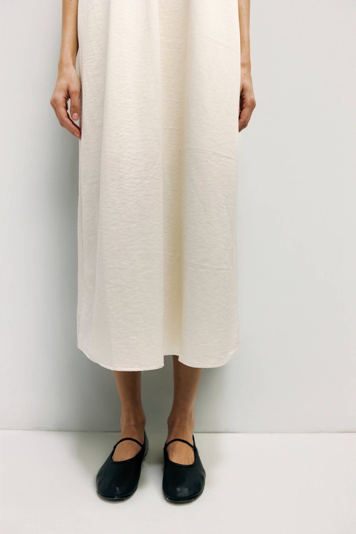The Serenity Satin Midi Dress: CREAM / LARGE