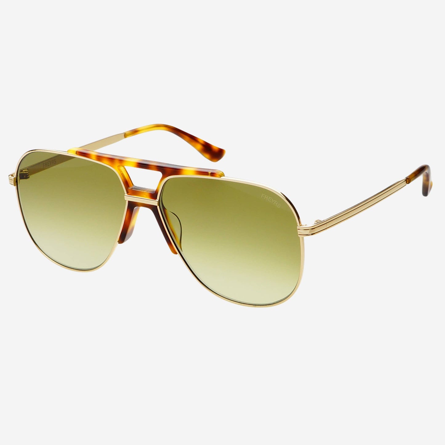 Logan Acetate Aviator Sunglasses: Gold / Fade Green