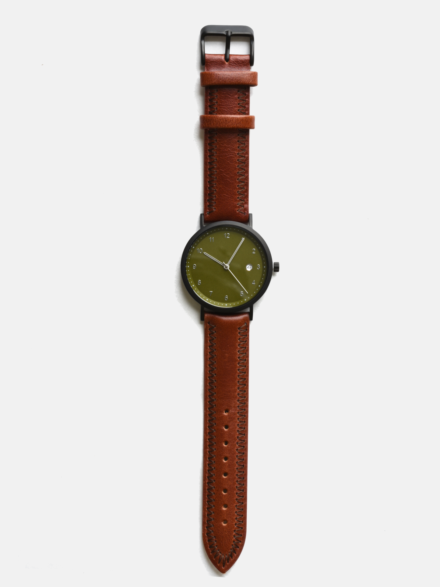 Drew - Olive: Brown Leather