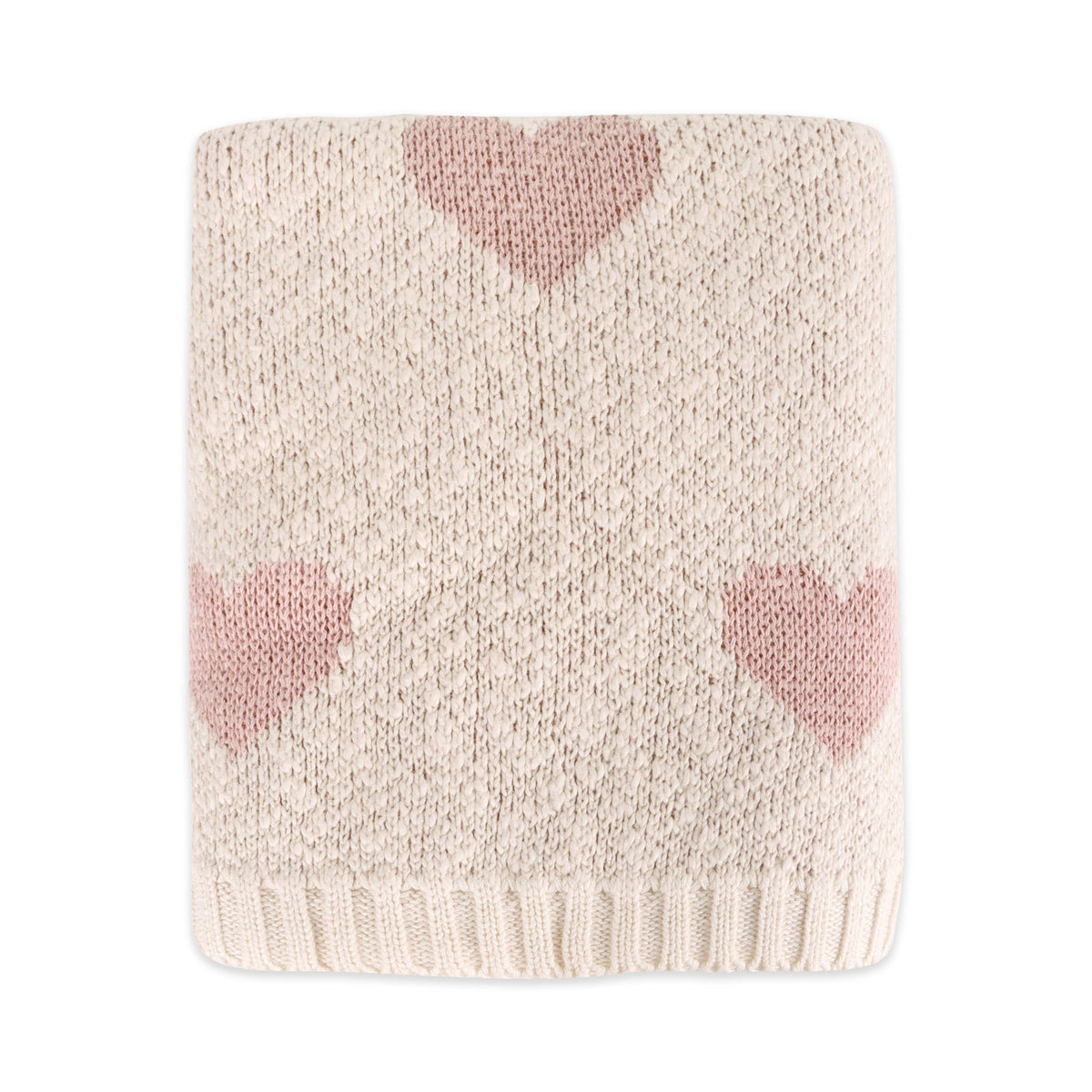 Loving Hearts - Organic Jacquard Sweater Knit Baby Blanket