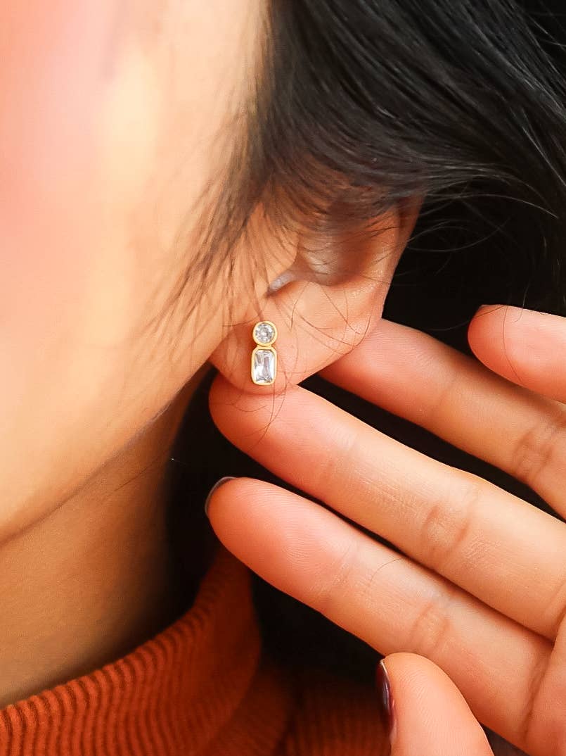 Zaid 18K Gold Non-Tarnish Mini CZ Stud: Yellow Gold
