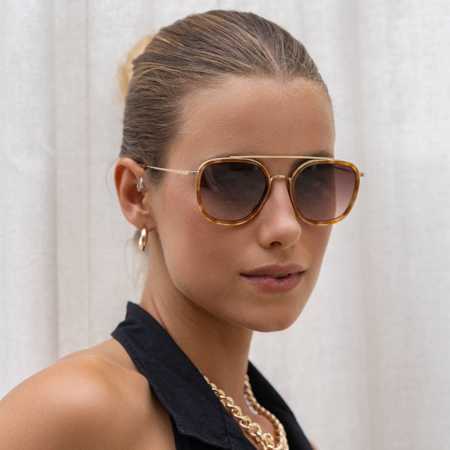 Weston Acetate Round Unisex Sunglasses : Light Tortoise / Brown