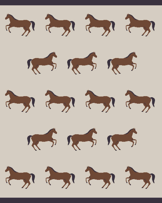 Organic Cotton Jacquard Sweater Knit Baby Blanket - Horse