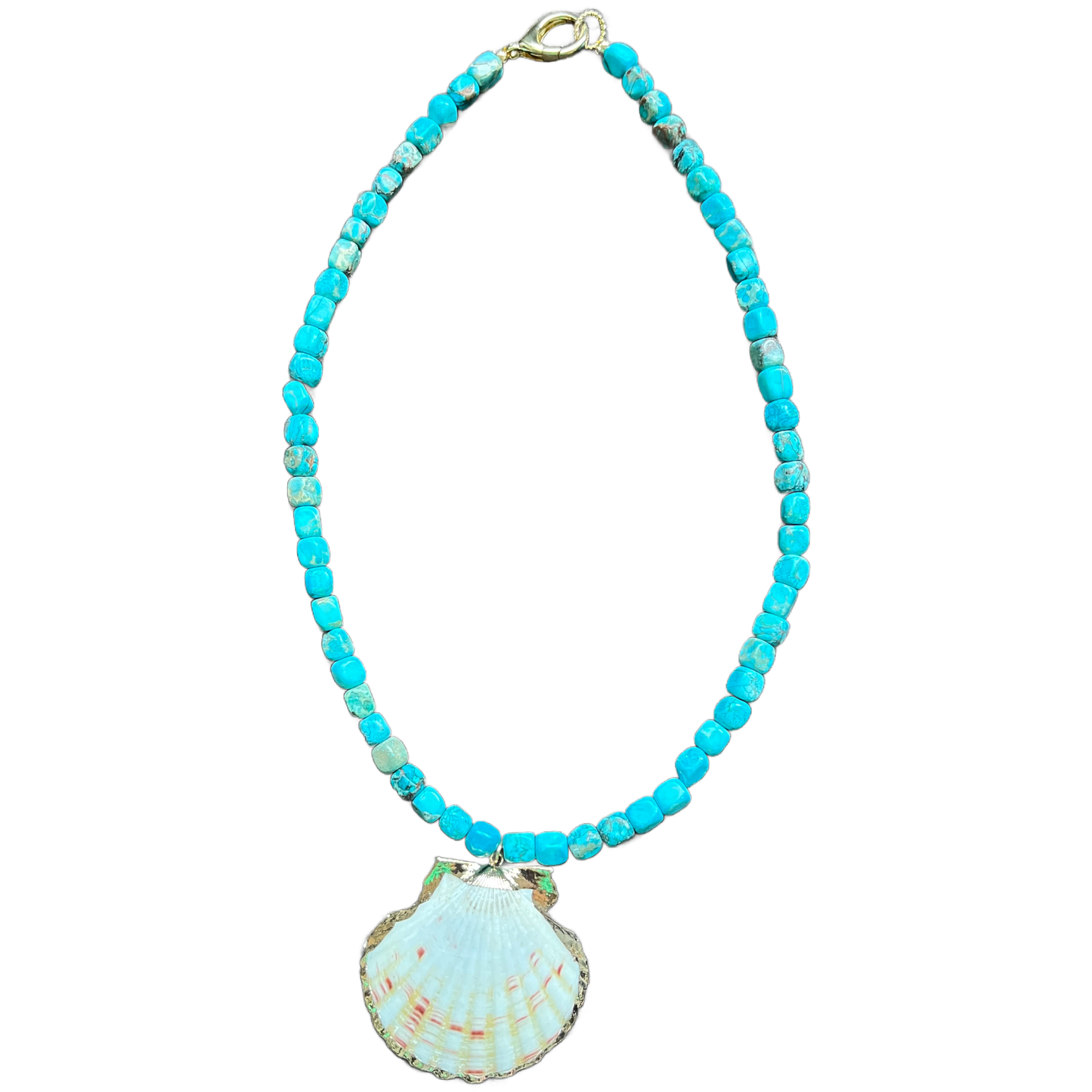The Sanibel Shell Necklace: Blue Sea Jasper