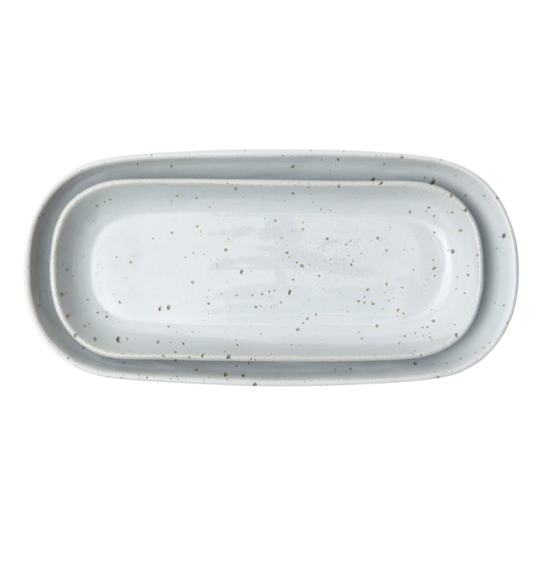 Marcus White Salt Glaze Oblong Serving Trays (Set of 2)