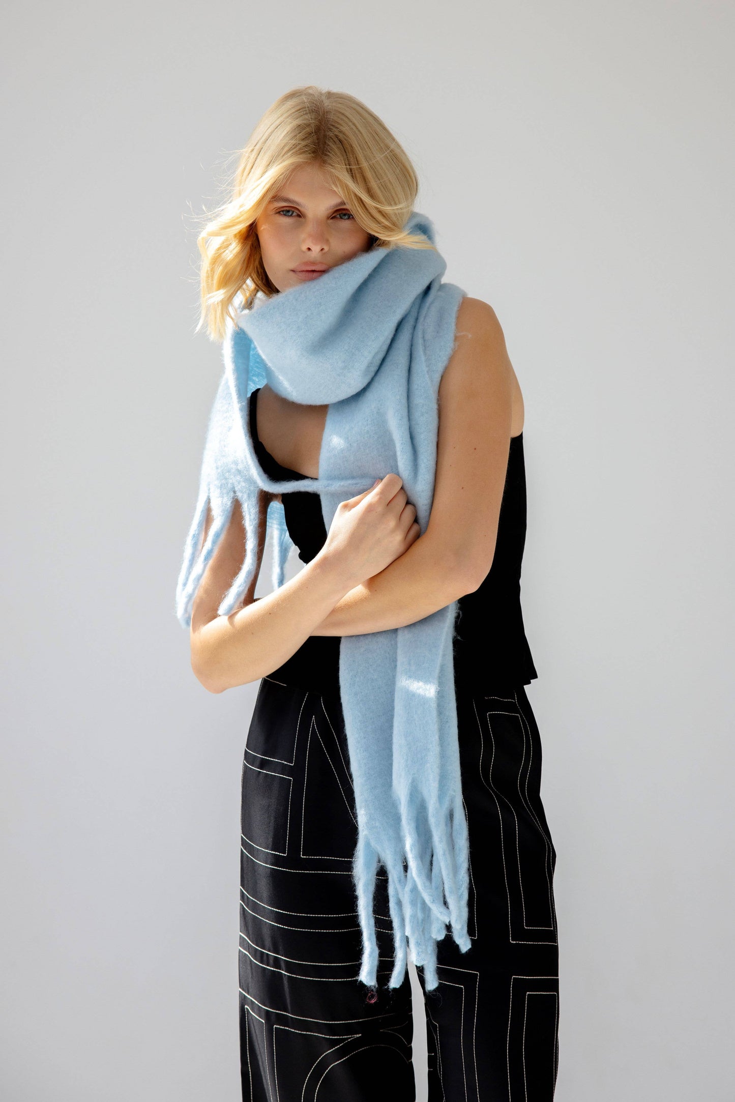 The Stockholm Scarf - Glacier Blue - 100% recycled materials