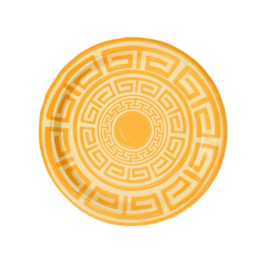 Greek Key Pavilion Dinner Plates - 8 per pac: Sunshine & Butter Yellow