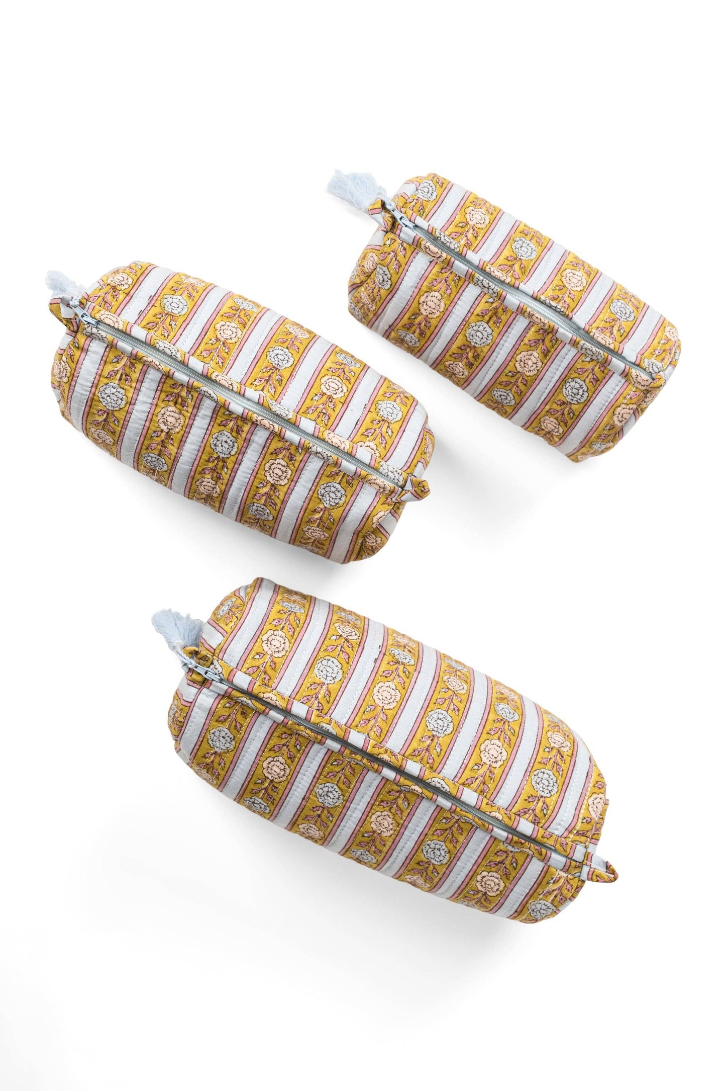 Vintage Floral Stripes Makeup Bag - Green: 3 sizes