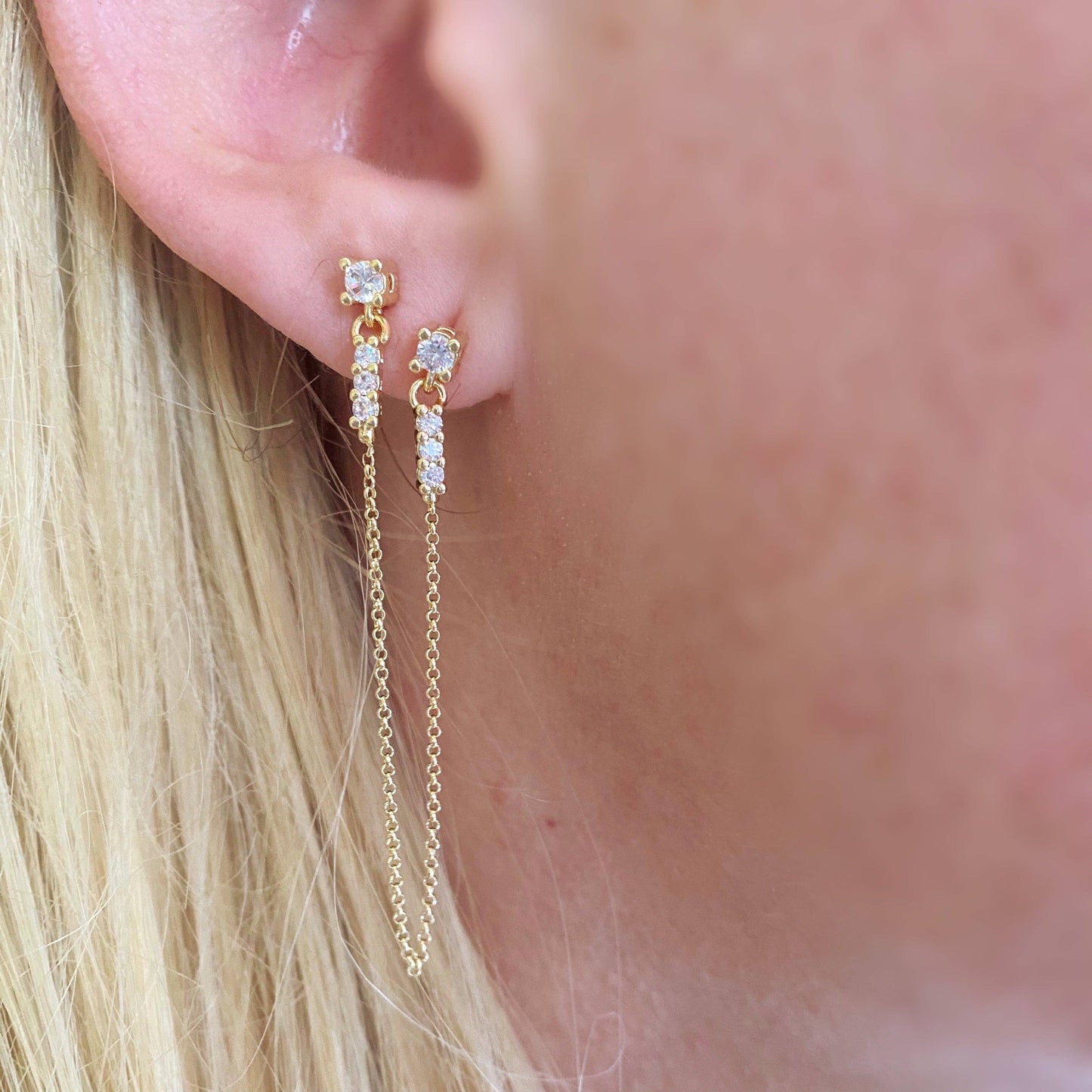 CZ Double Piercing Earrings