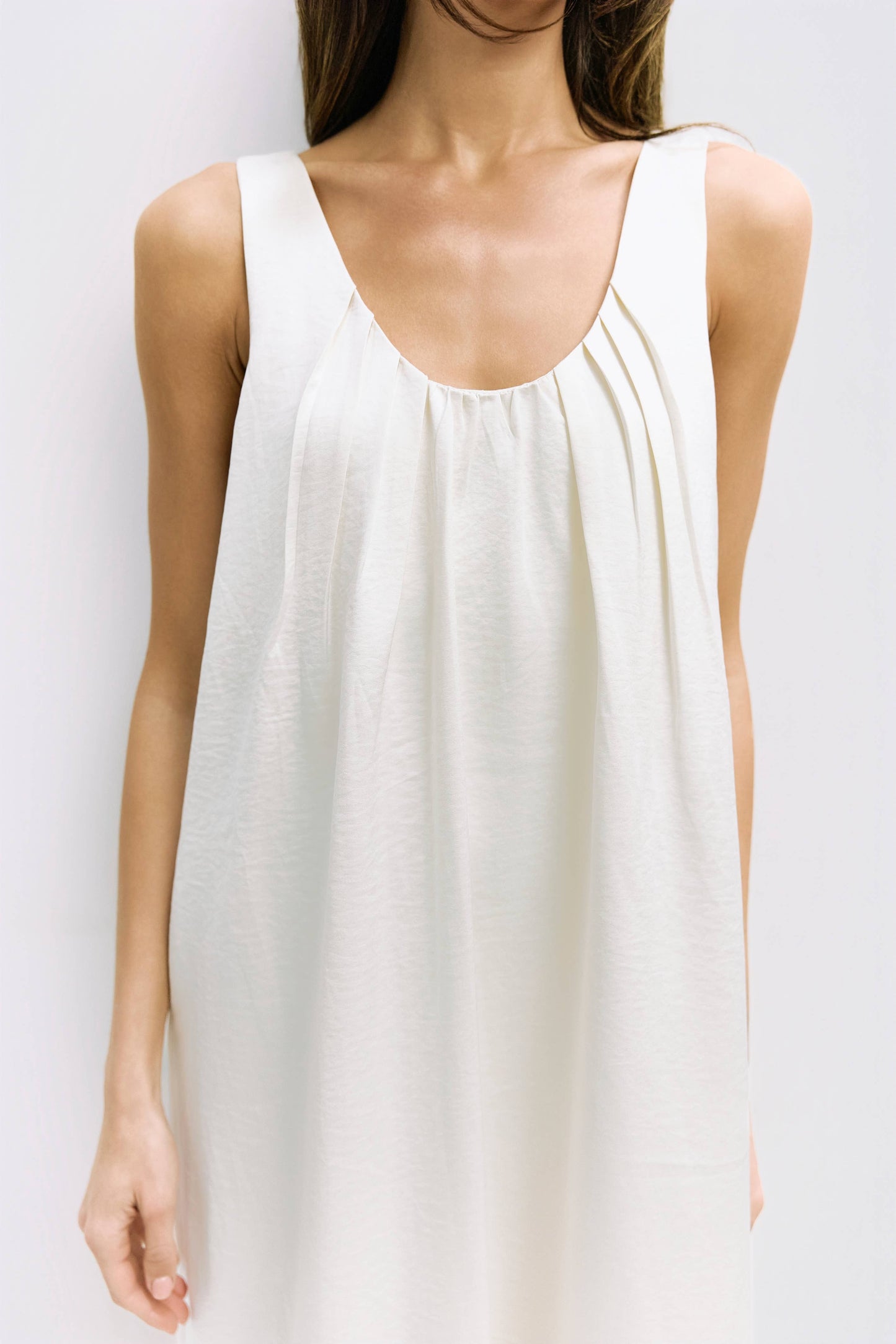 The Serenity Dress | Satin Babydoll Midi Dress: CREAM / LARGE