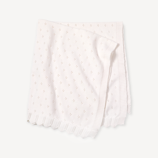 Dove White Classic Knit Baby Blanket: Ivory