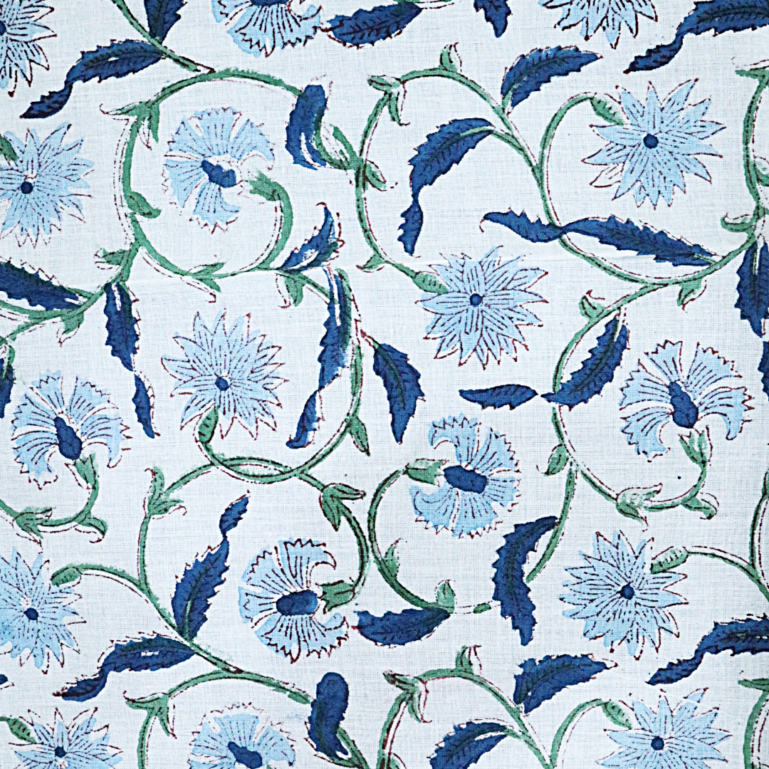 Blue Bell - Hand Block Print Cotton Bandana